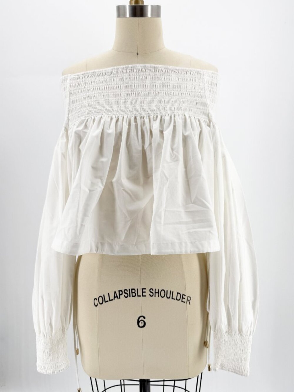 Mes Demoiselles Pyrite White Blouse Poplin Off-the-Shoulder S Coquette - Picture 3 of 11